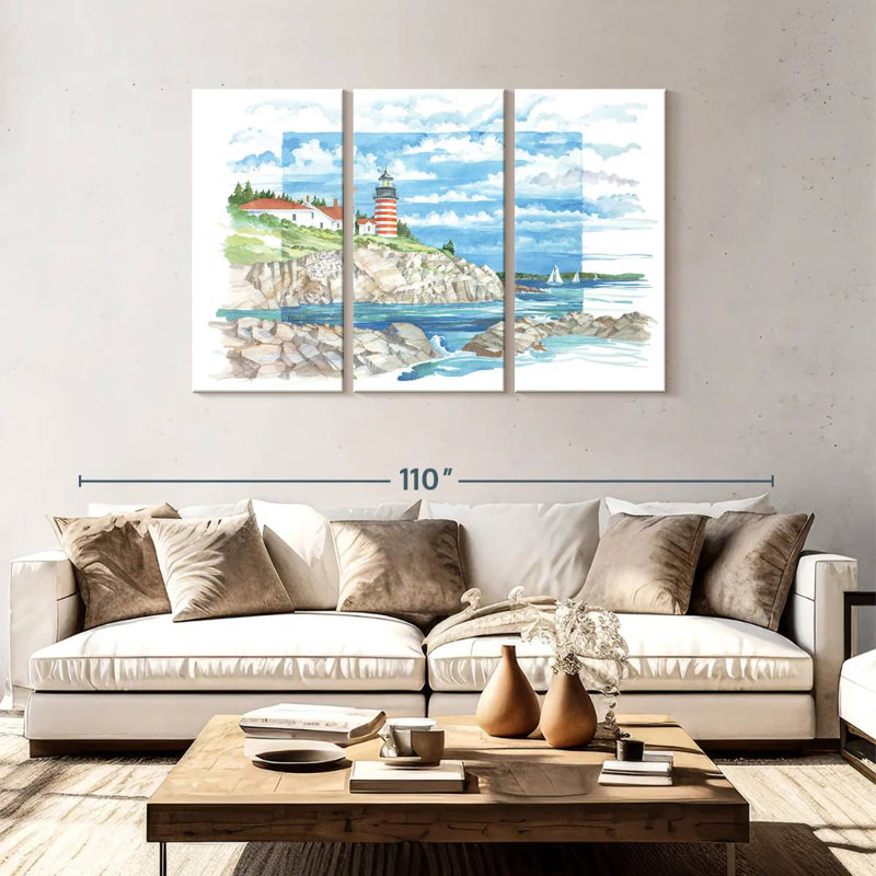Vue du phare Gillard West Quoddy, H 48 po x l 74 po