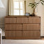 Commode double à 7 tiroirs 47,2 po avec panneaux ondulés Stanton