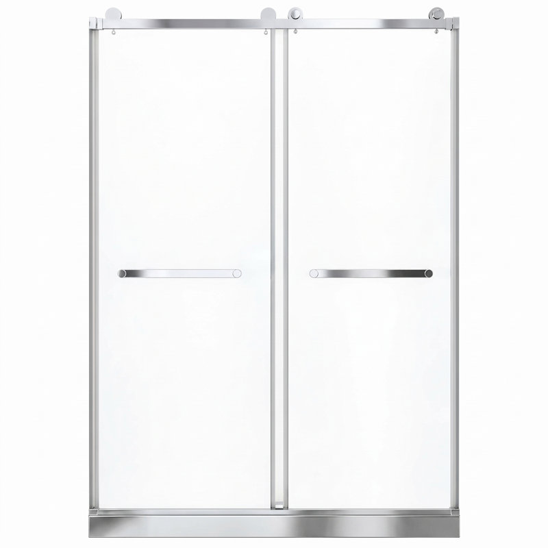 Porte de douche coulissante double sans cadre l 60 po x H 80 po, Chrome poli