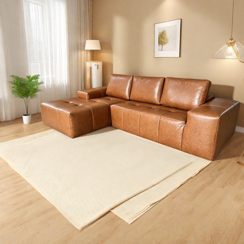 Canapé modulaire en similicuir brun