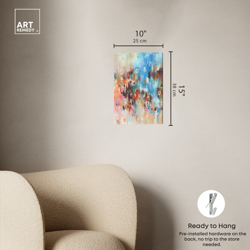 Lovely Feeling Blue and Orange Abstract Canvas Wall Art, 10" x 15"
