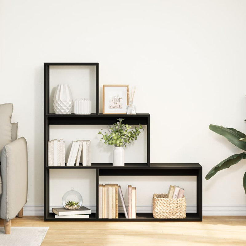 Andreca Bookcase, Black, (3 Shelves) 123cm H x 123cm W x 29cm D
