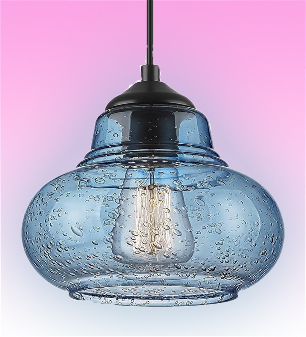 Breakwater Bay Kitchen Island Modern Blue Hand Blowing Bubble Glass Pendant  Light | Wayfair, image size:1000x1100