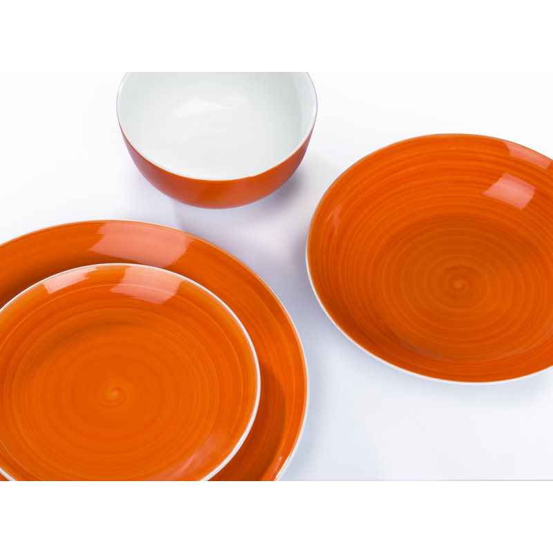 Waterside 16PC Spinwash Dinner Set, Orange
