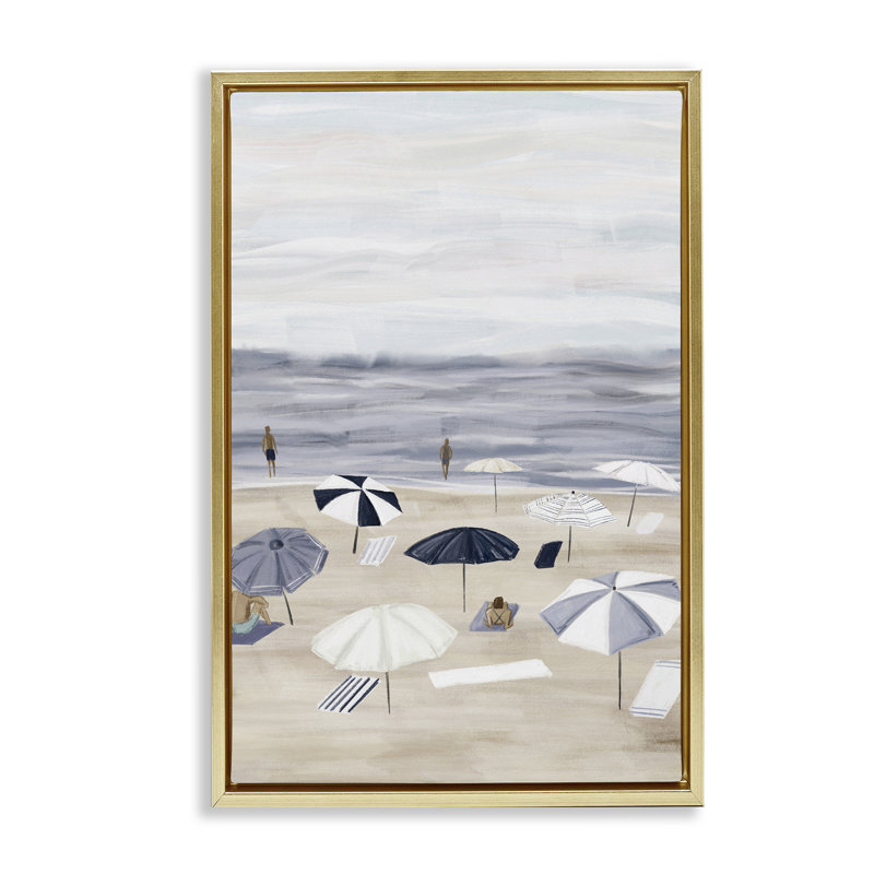Toile flottante Summer Beach Umbrellas par JJ Design House LLC, Cadre doré, H 25 po x l 17 po