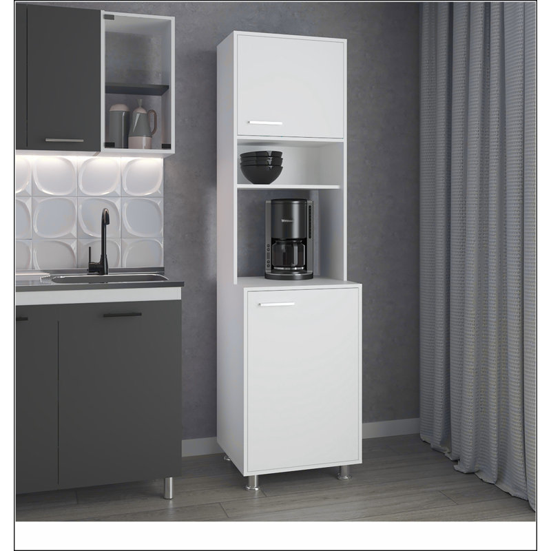 Garde-manger blanc avec rangement ouvert et 2 portes