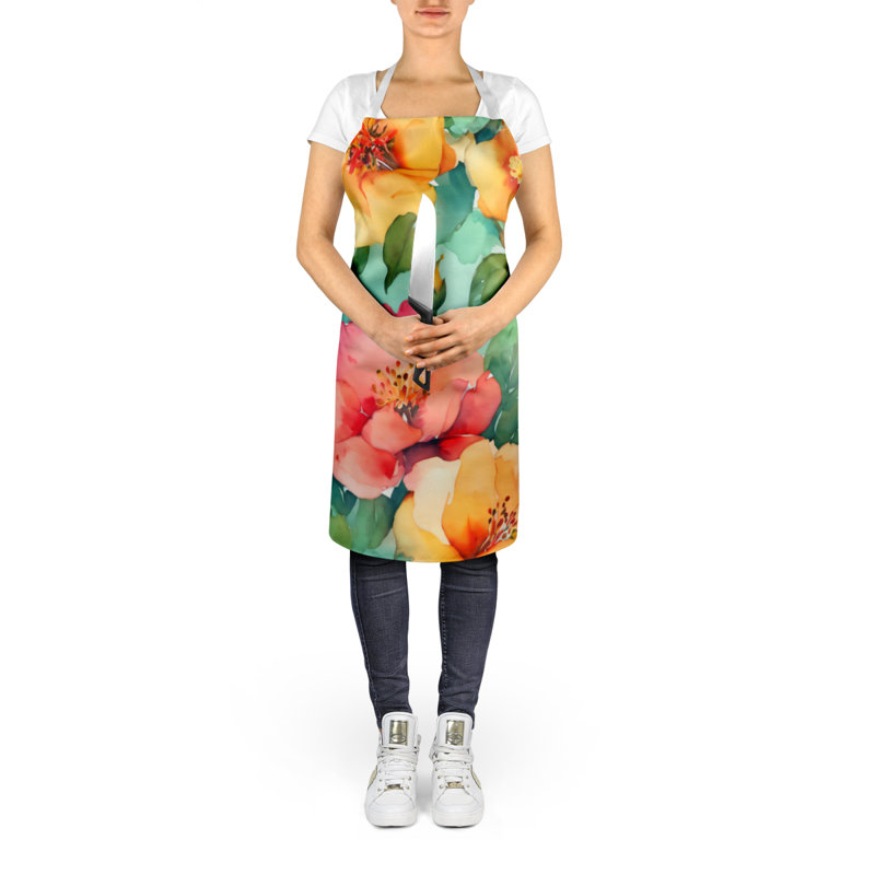 Tennessee Iris in Watercolor Apron, Yellow Georgia Cherokee Rose