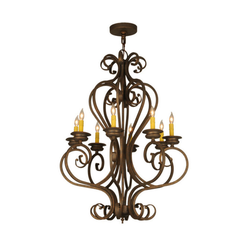 Fernando 8 - Light Chandelier, Black Hexagon, Blackened Pewter