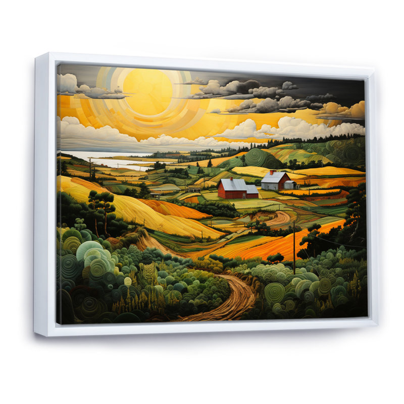 Farm Harvest Symphony Pastoral I, H 12 po x l 20 po, Cadre flottant blanc