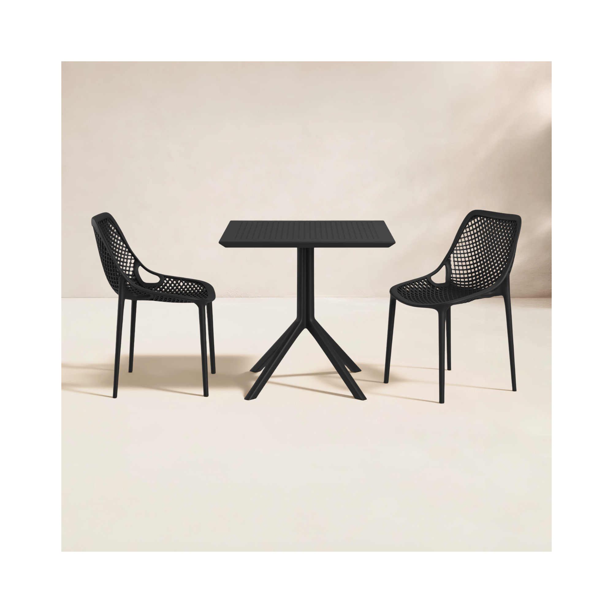 Farrah Square 2 - Person Bistro Set, Black