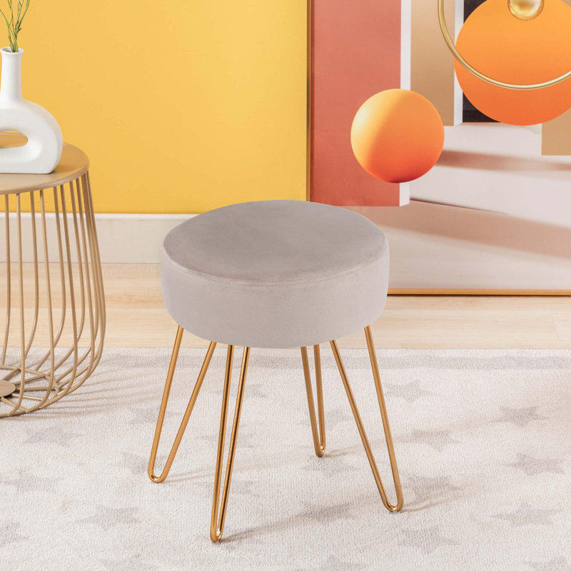 Raelynn Iron Accent Stool, Khaki