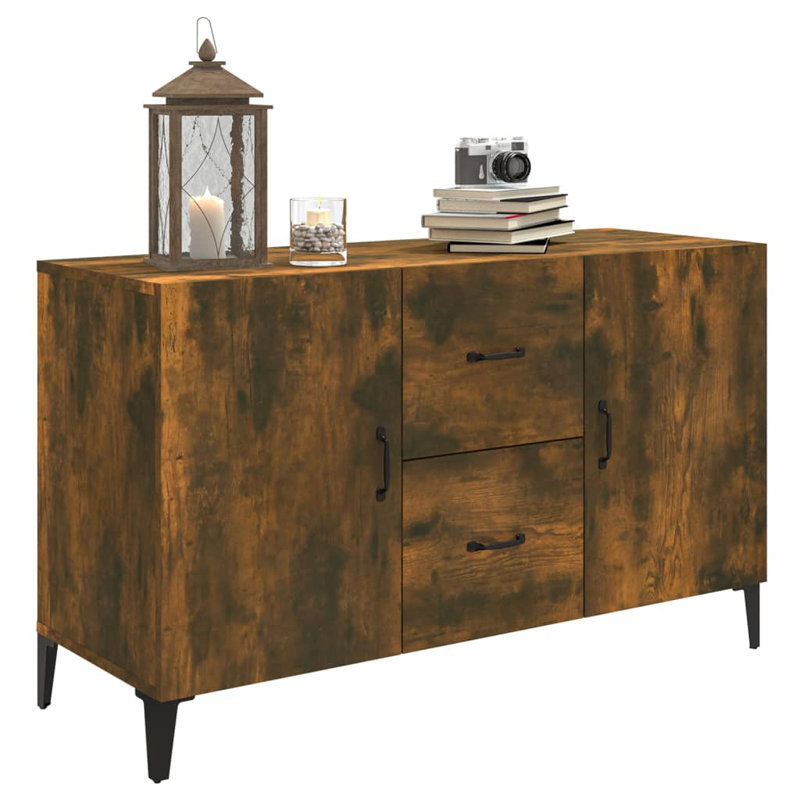 Buffet console avec rangement pour bois d'ingénierie, Chêne fumé