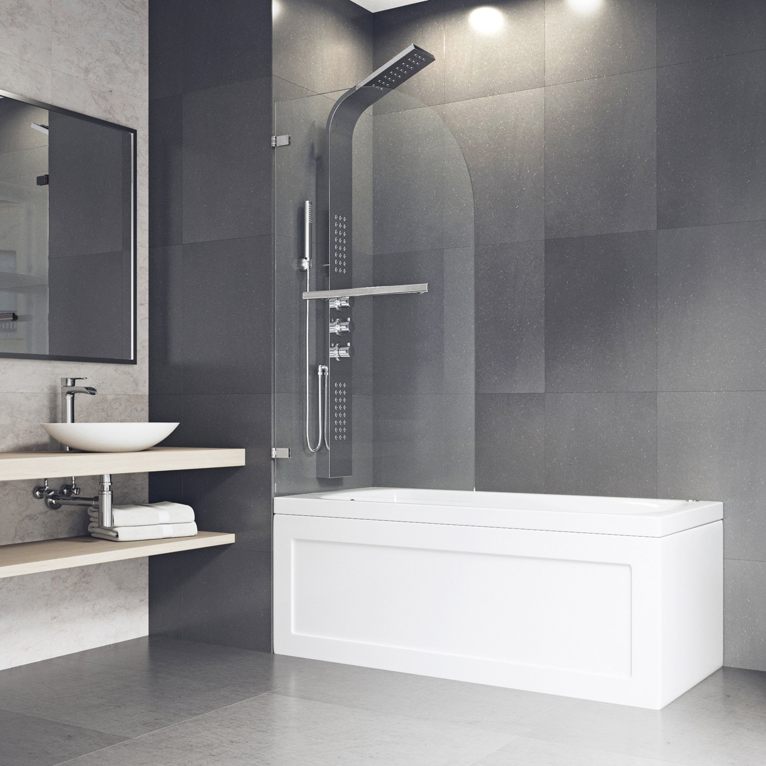 Orion Frameless Hinged Tub Door, Chrome