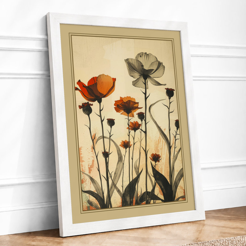 Carnation Study Botanical - Framed Print, A4 - 29.7 x 21.0 cm, White