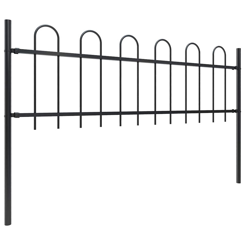 Fidela Black Metal Fence Panels Included, 110cm H x 680cm W x 2cm D