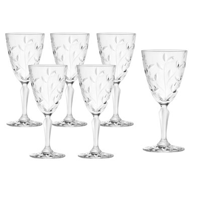 Lorren Home Trends Laurus, Set of 6, 8oz Red Wine Stems-Made In Italy