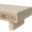 Table basse moderne aux bords arrondis avec tiroir en bois massif et motif floral, beige et jaune, largeur 60 cm, table de rangement astucieuse, lignes épurées, tons chauds, 100 cm L x l 35 cm H, idéale pour les petits espaces