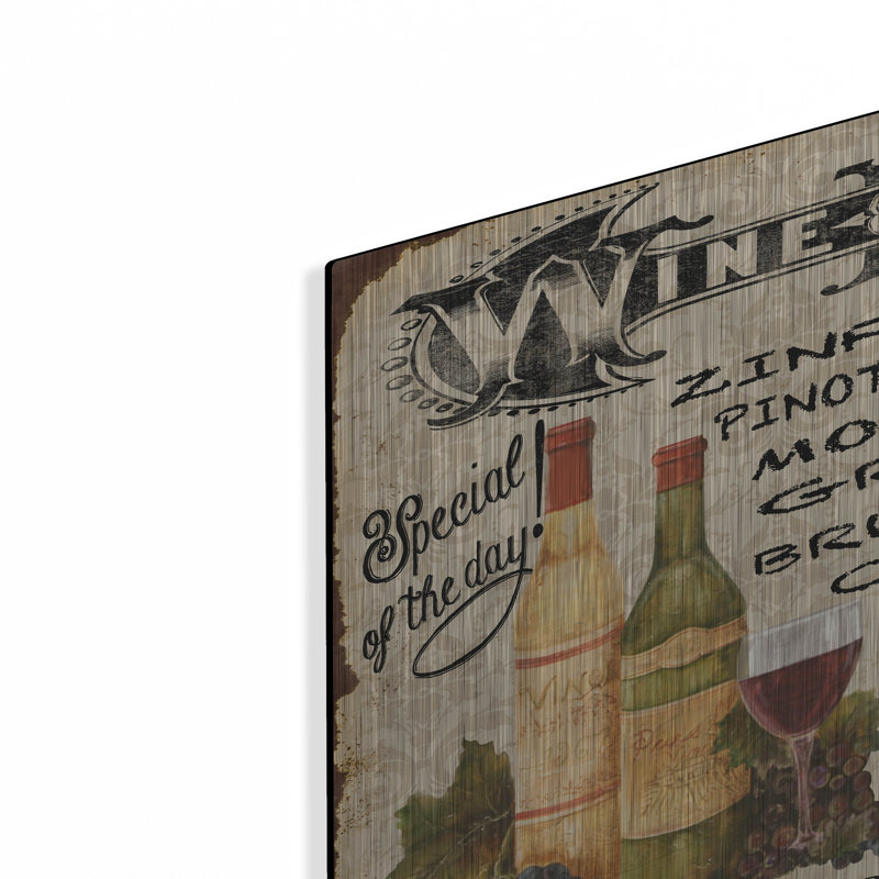  «Wine List 1» par Jean Plout, art mural en métal, 12 po x 12 po, 12 po x 12 po