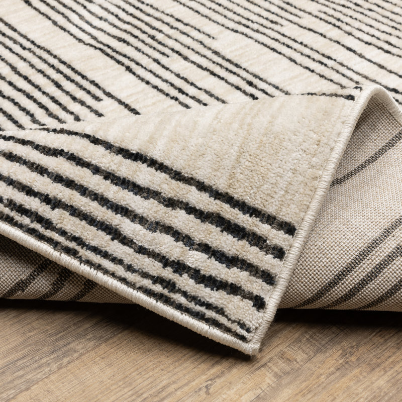 Tapis noir / beige Harlow, Rectangle 7 pi 10 po x 10 pi