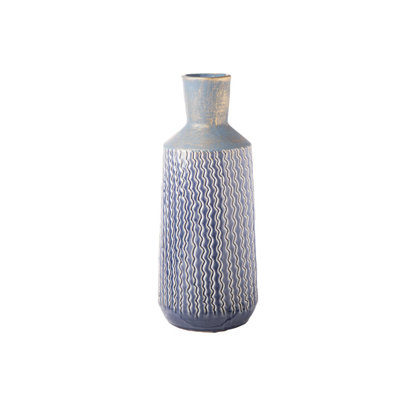Dilys Ceramic Table Vase, Navy Blue, 14" H x 5.75" W x 5.75" D