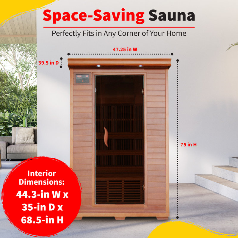 Heatwave 2-Person Cedar Infrared Sauna with 6 Carbon Heaters