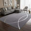 Tapis gris et argenté moelleux, tapis abstrait moderne, tapis à motif de lignes argentées-1517930474