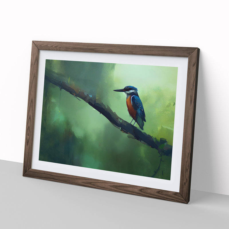 Kingfisher Bird Vol.6 - Framed Print, 34cm H x 46cm W x 2cm D, Walnut