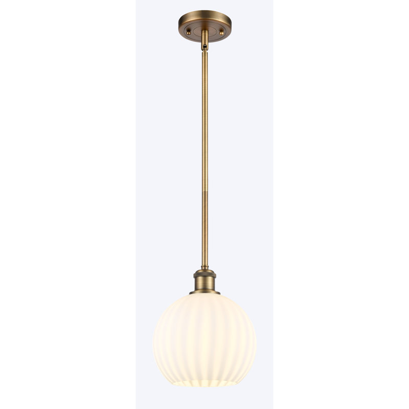 Luminaire suspendu 1 lumière Sabanc, H 10 po x l 8 po x P 8 po, Laiton brossé