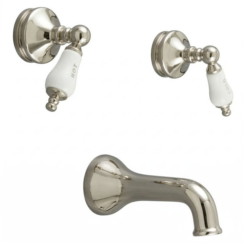 Sacramento In-Wall Tub Filler with Lever Handles by Strom Living, Polished Nickel