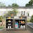 Outdoor Aluminum Grill Cart PE Wicker Bar Cart and Cabinet with Storage