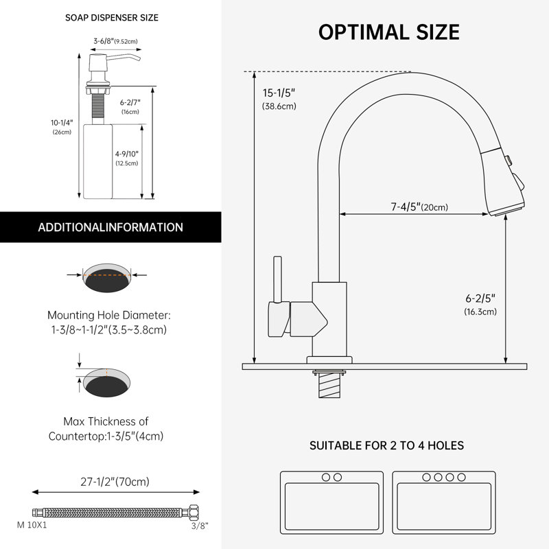 Kitchen Faucets With Soap Dispenser, Brushed Nickel
