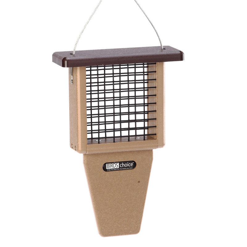 Taupe and Brown Recycled Plastic Hanging Suet Bird Feeder