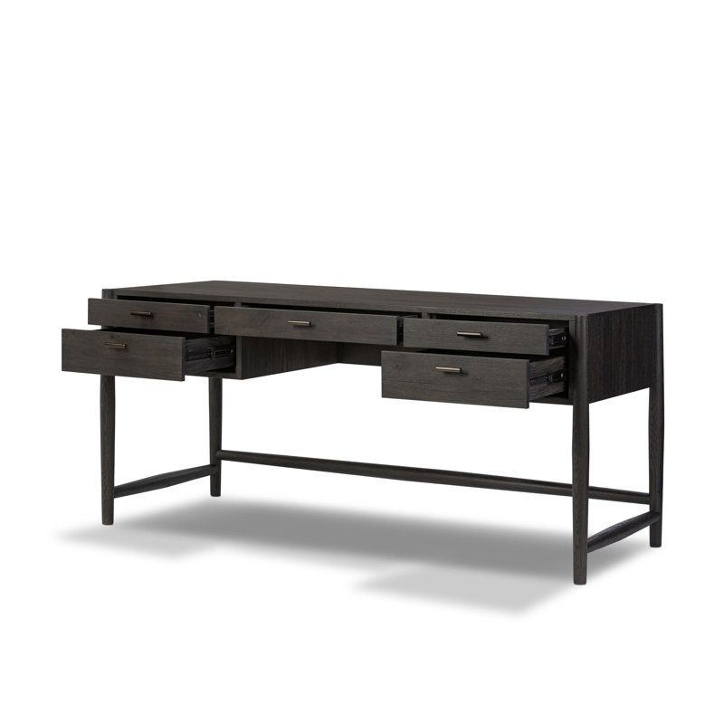 Glenview Solid Wood Writing Desk, Smoked Black Oak