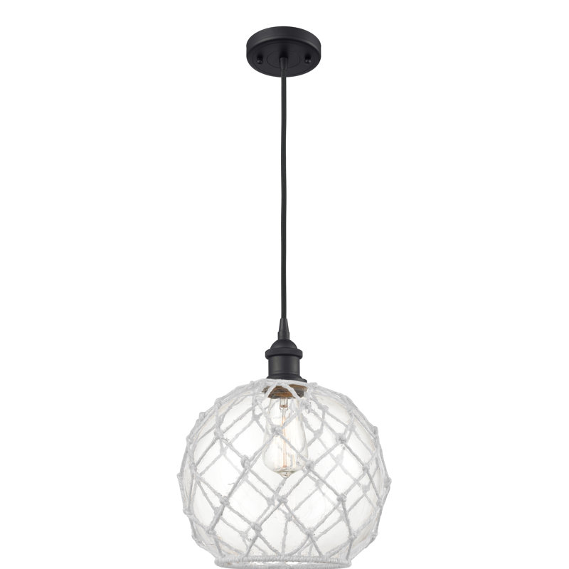 Tobey 1 - Light Single Pendant, 133" H x 10" W x 10" D, Clear/White, Matte Brown