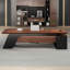 Bureau en bois massif en forme de L brun noyer + noir + acier au carbone avec 3 tiroirs-810097464-810097470
