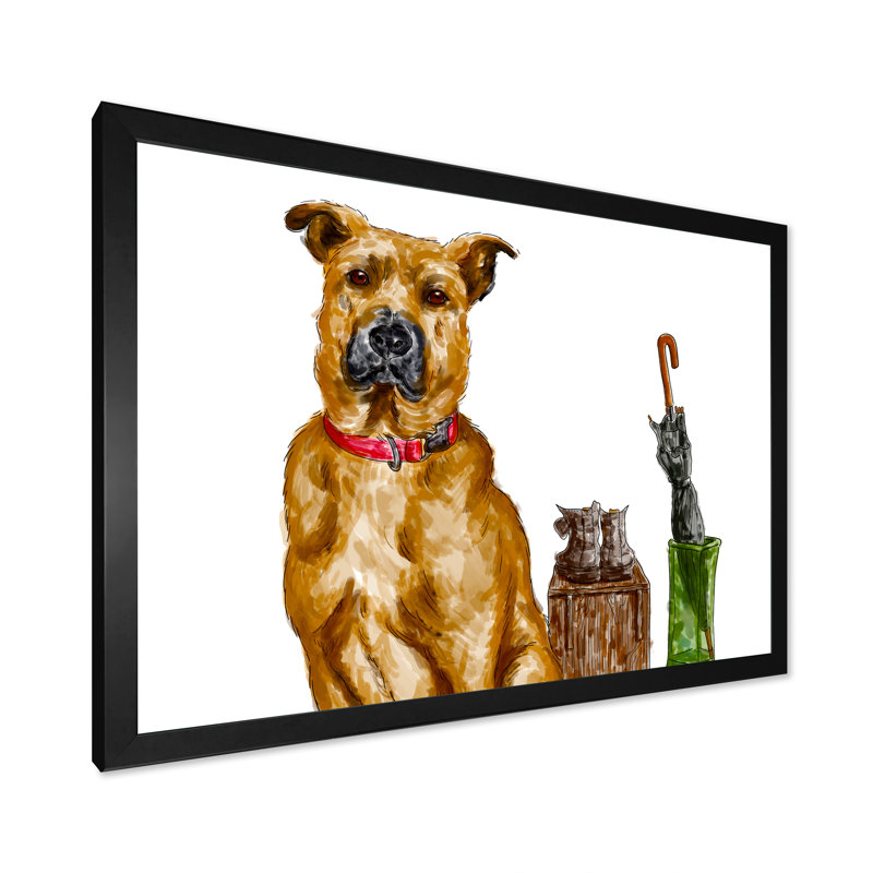 «Dog Is Always Ready For A Walk», reproduction d'art sur toile encadrée, Toile avec cadre noir, H 8 po x l 12 po x P 1 po