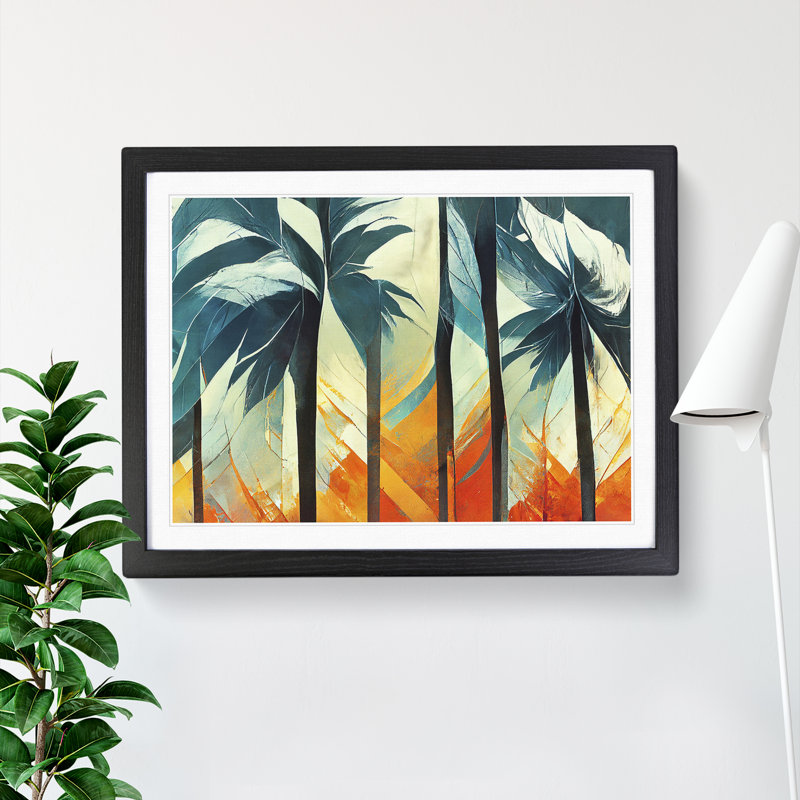 XH1022-6753X Palm Tree Art Vol.1 1 Piece Single Picture Frame Painting, 25cm H x 34cm W x 2cm D, Black Framed
