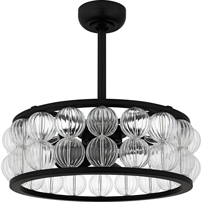 Ventilateur à 4 lumières Jadan, Noir mat, Noir mat