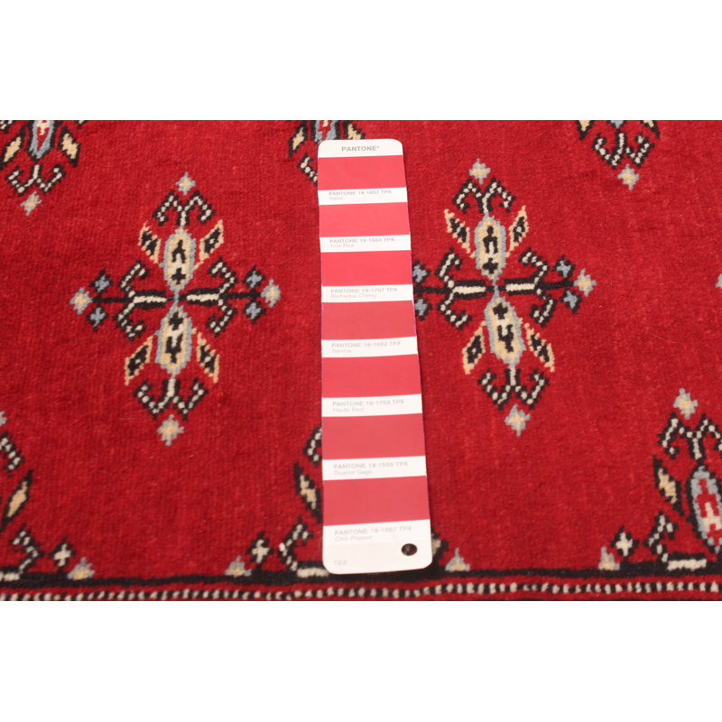 Tapis rouge foncé Maleaha Peshawar Bokhara 3 pi 1 po x 5 pi 3 po