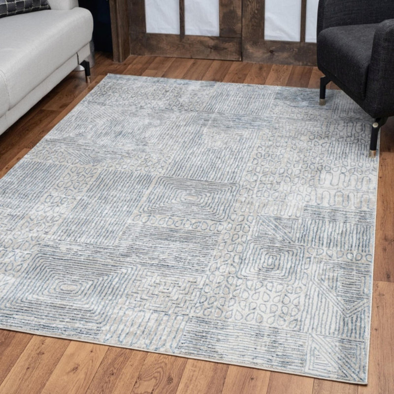 Tapis bleu Elegance CPG_CNC6009, Rectangle 7 pi 10 po x 10 pi 3 po
