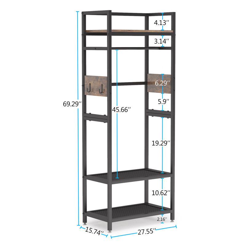 27.55'' Manufactured Wood Industrial Pipe Clothing Rack, Brown