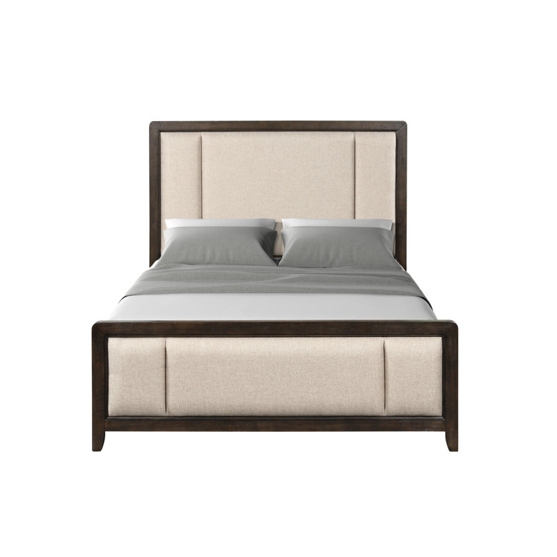 Elegant Upholstered Bed with Solid Wood Frame