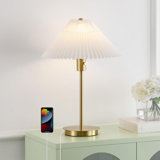 Modern Glam Led Table Lamp With Usb Charging Port, Brass Gold/White