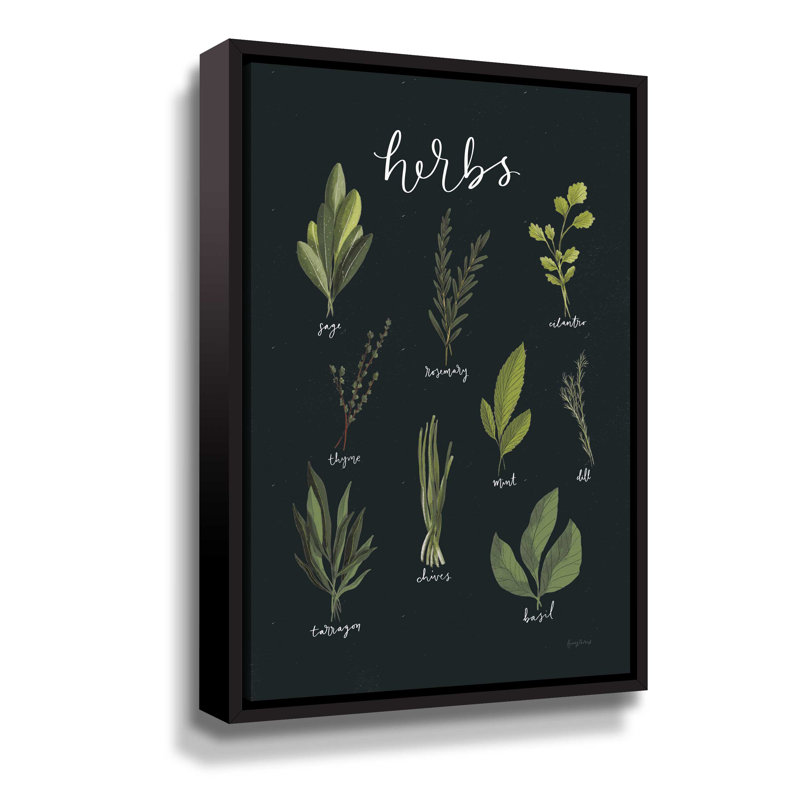 " Light Green Herbs I ", Black Framed Canvas, 24" H x 16" W x 2" D
