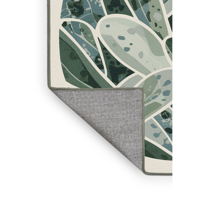 Machine Washable Soho Easter Modern & Contemporary Abstract Rug in Beige – SageGreen Binding, 8x10