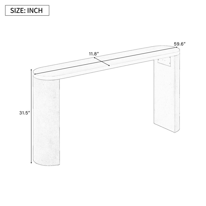 Simple Modern Style Multi-Functional Use Porch Table With Semi-Cylindrical Leg Design, Natural
