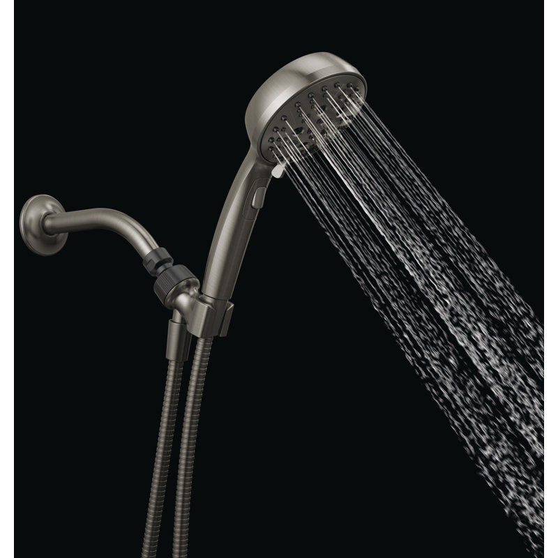 Pomme de douche à 6 jets avec boyau H2Okinetic, pomme de douche à main, Nickel satiné