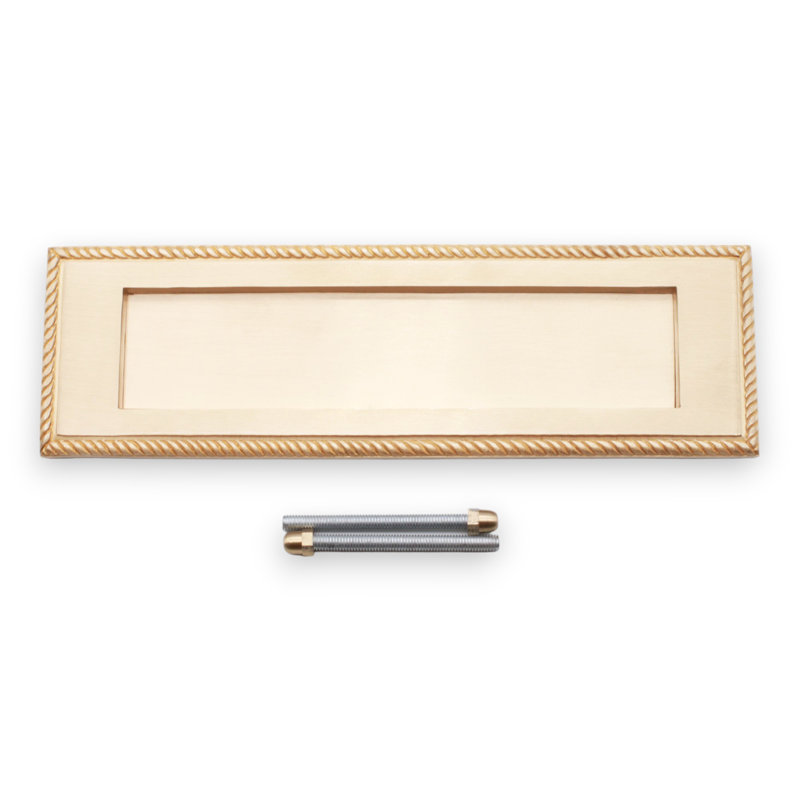 Georgian Letter Plate 250mm Satin Brass, Satin Brass