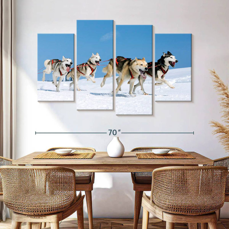 Chiens de traîneau Husky, H 42 po x l 68 po
