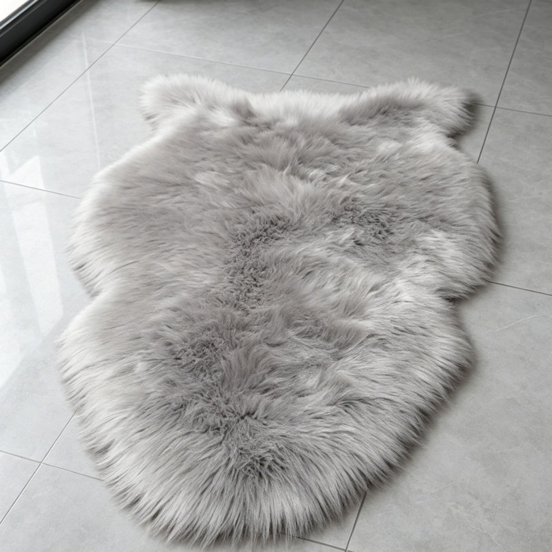 Solid Colour Faux Sheepskin 90cm X 60cm Area Rug
